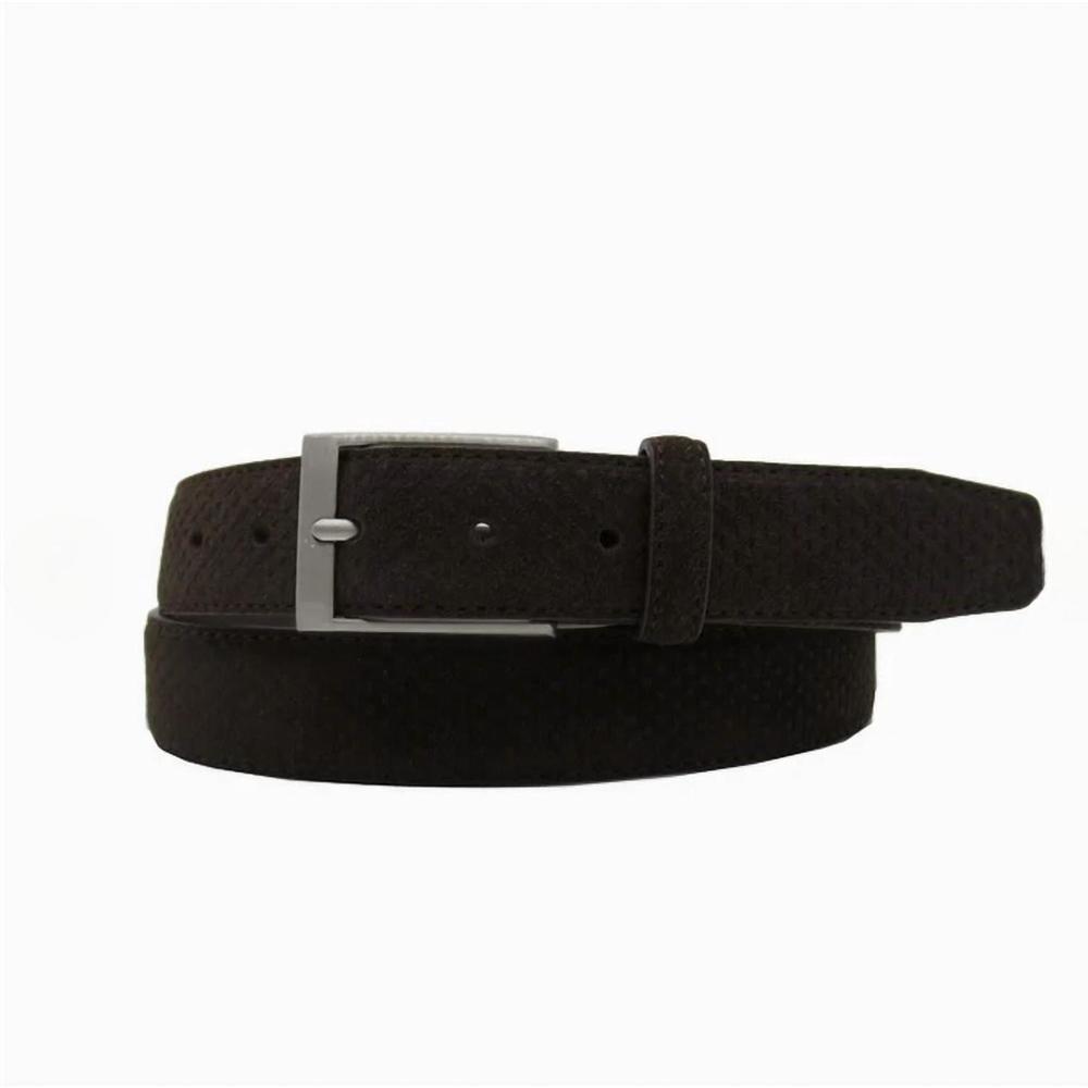 NEW SELINI NEW YORK men's wesley suede leather belt in brown